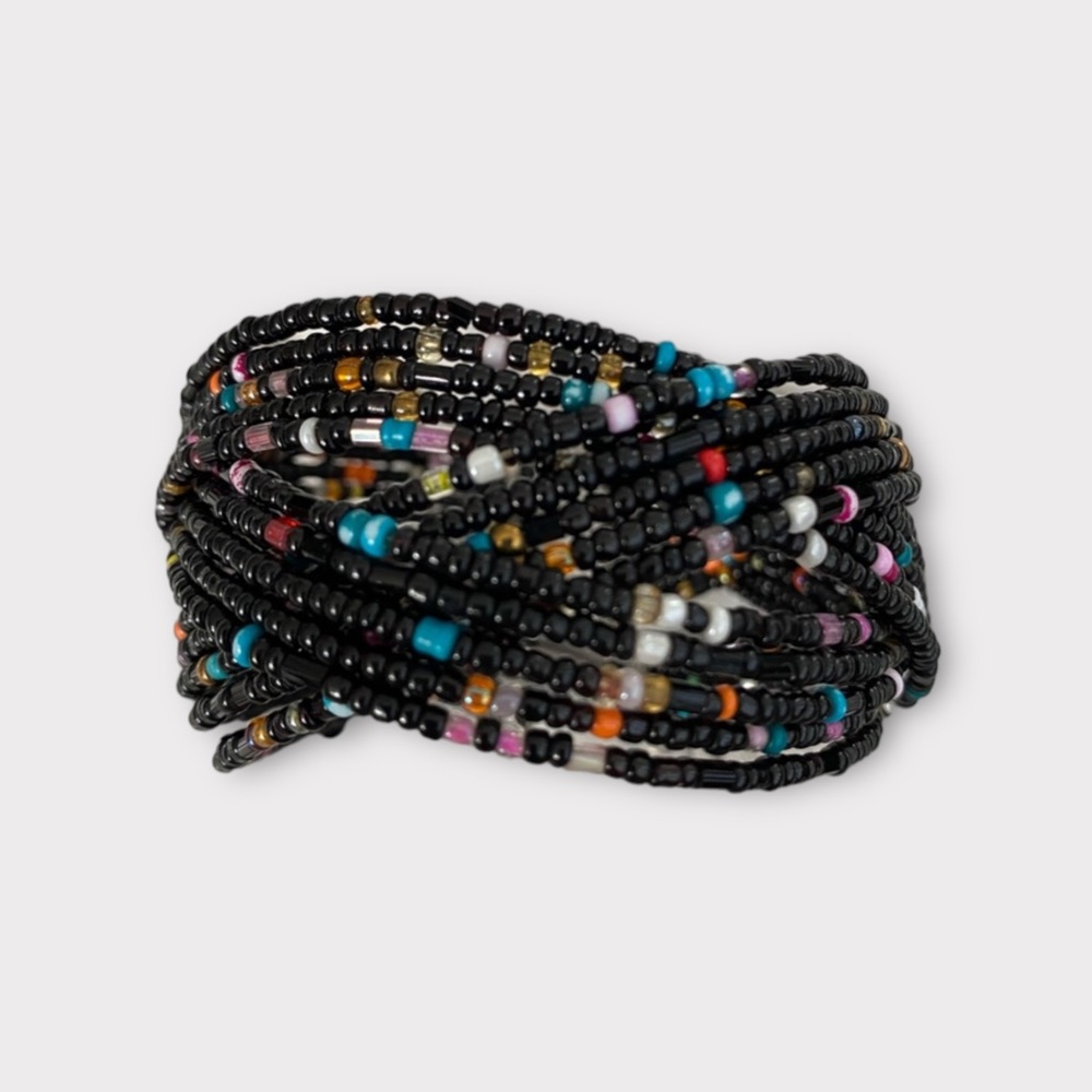 Handmade Beaded Interwoven Cuff Bracelet Multicolor Jewelry Colorful Woven